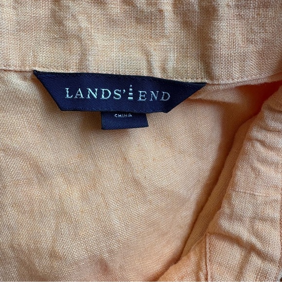 Lands End Outfitters Woman’s 12 Linen Button Up Shirt Top Short Sleeve-Tangerine - Picture 6 of 8